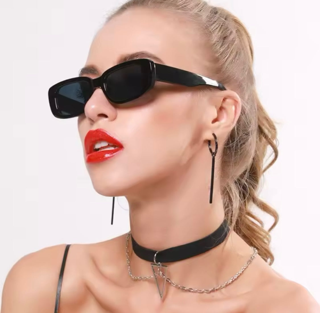 90s Oblong Sunnies Black