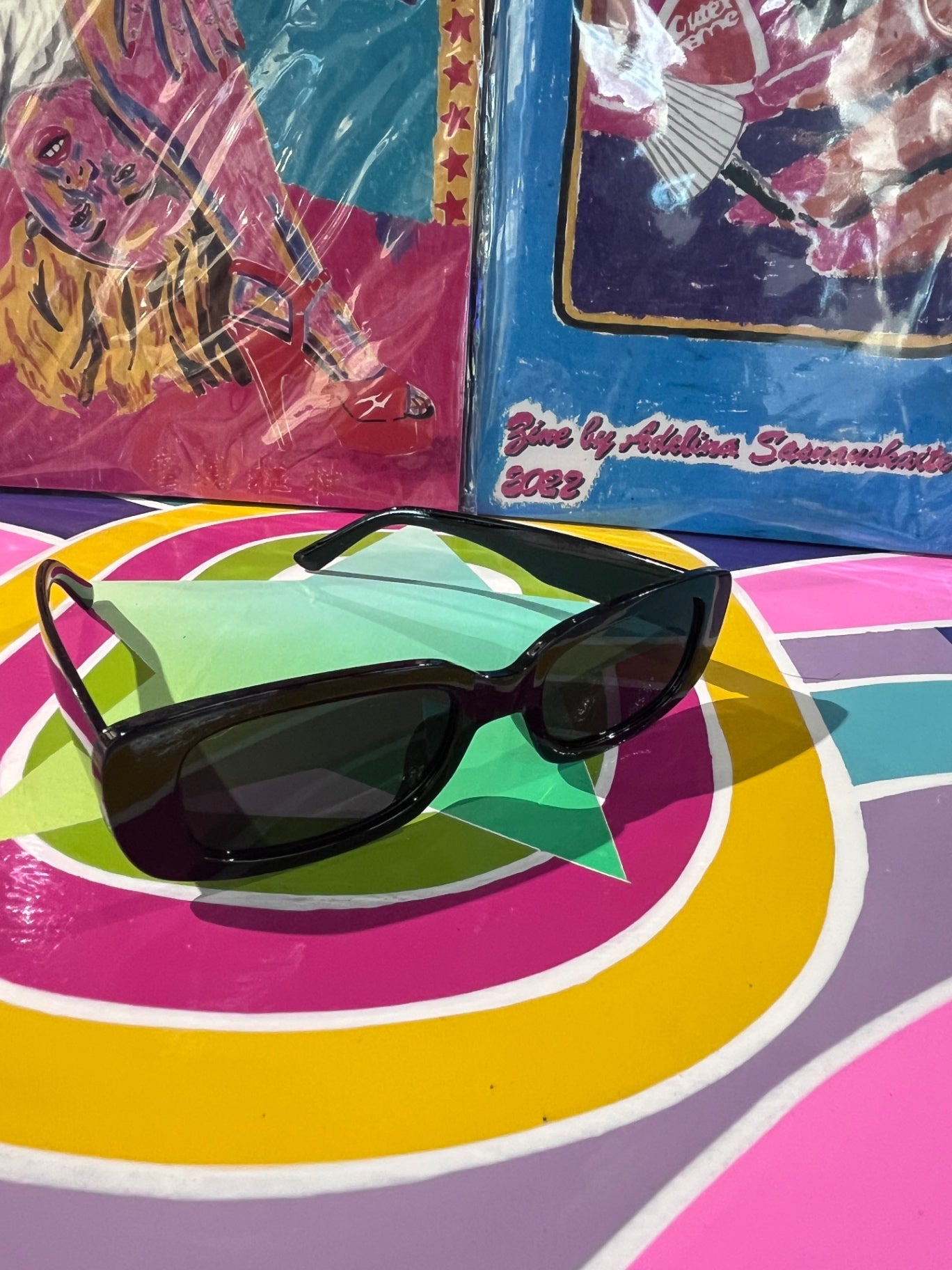 90s Oblong Sunnies Black