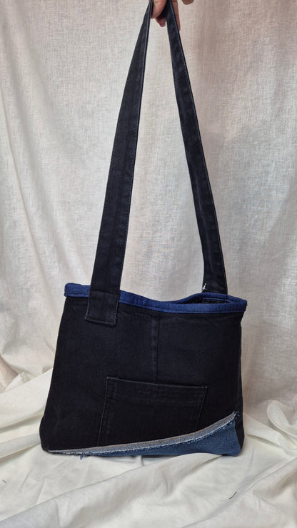 Blue and black tote 