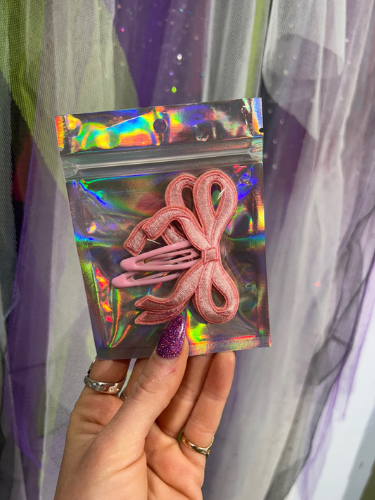 Pink Bow Hair Clips