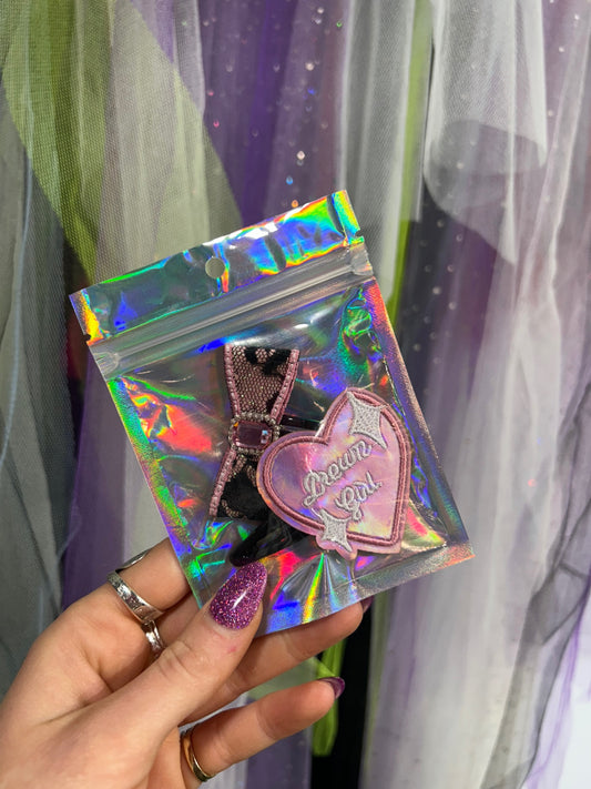 Dream Girl Bow & Heart Hair Clips