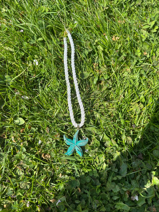 Blue star fish necklace