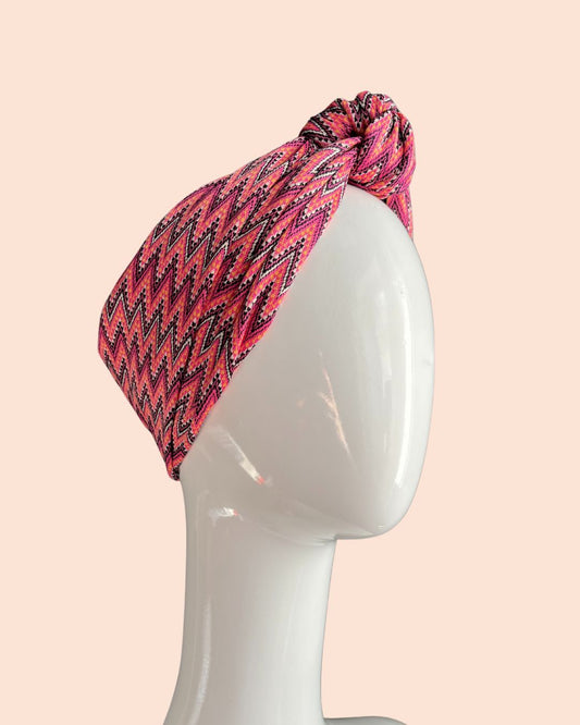 Zig-zag multi turban knotted headband 