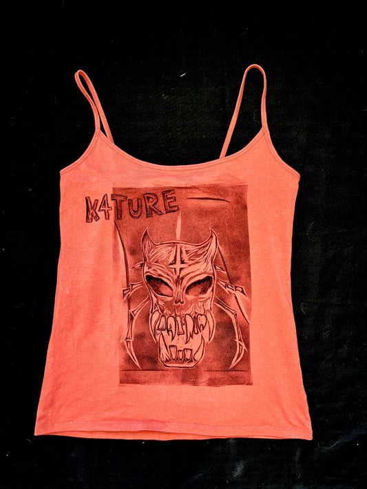 Orange K4TURE cami with illustrated skull 