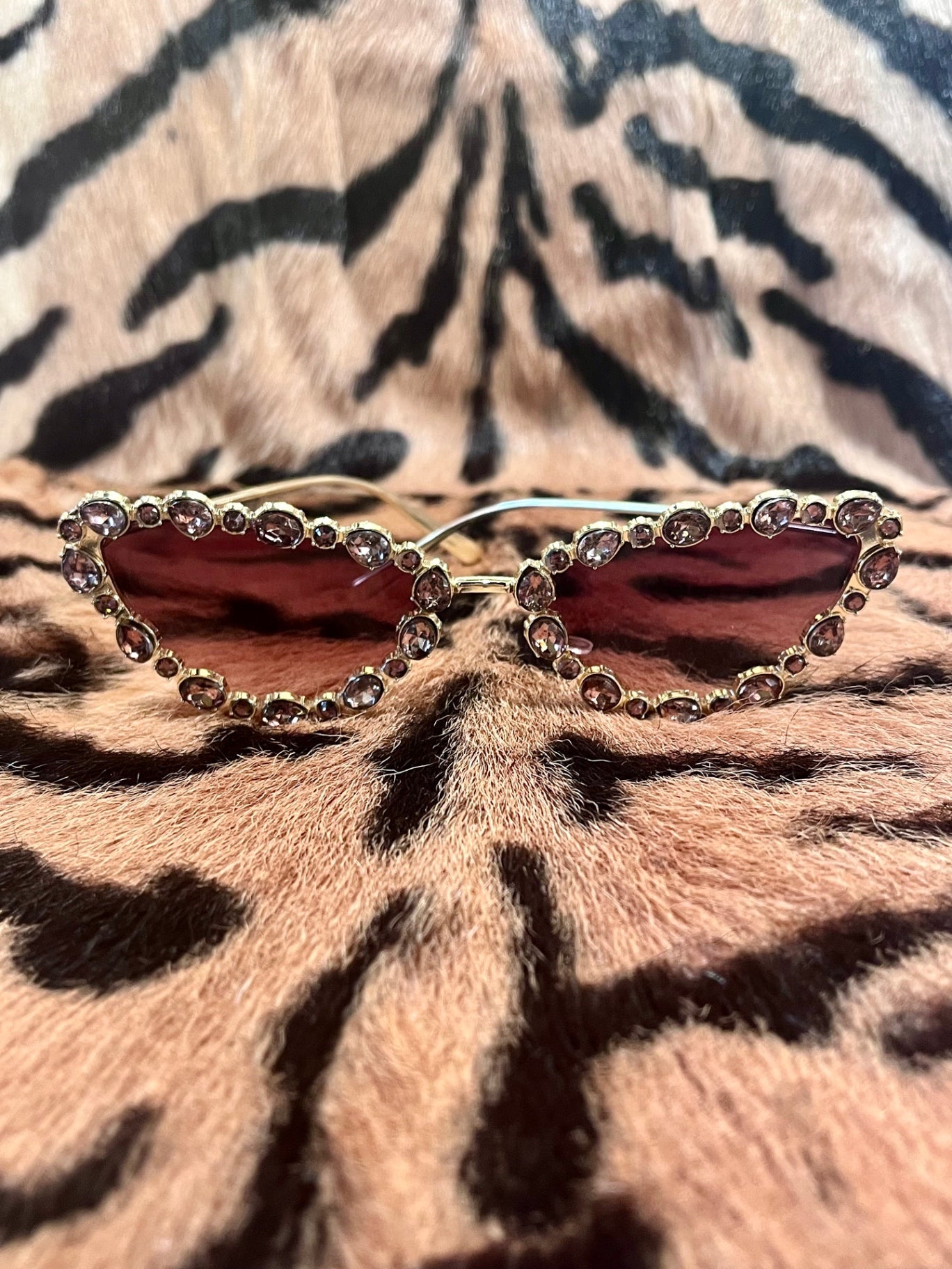 Crystal Cat Eye Sunnies Gold Bronze