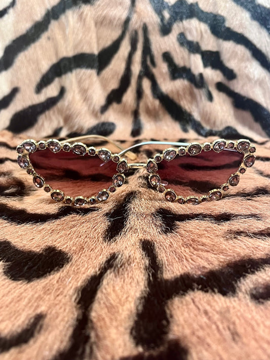 Crystal Cat Eye Sunnies Gold Bronze