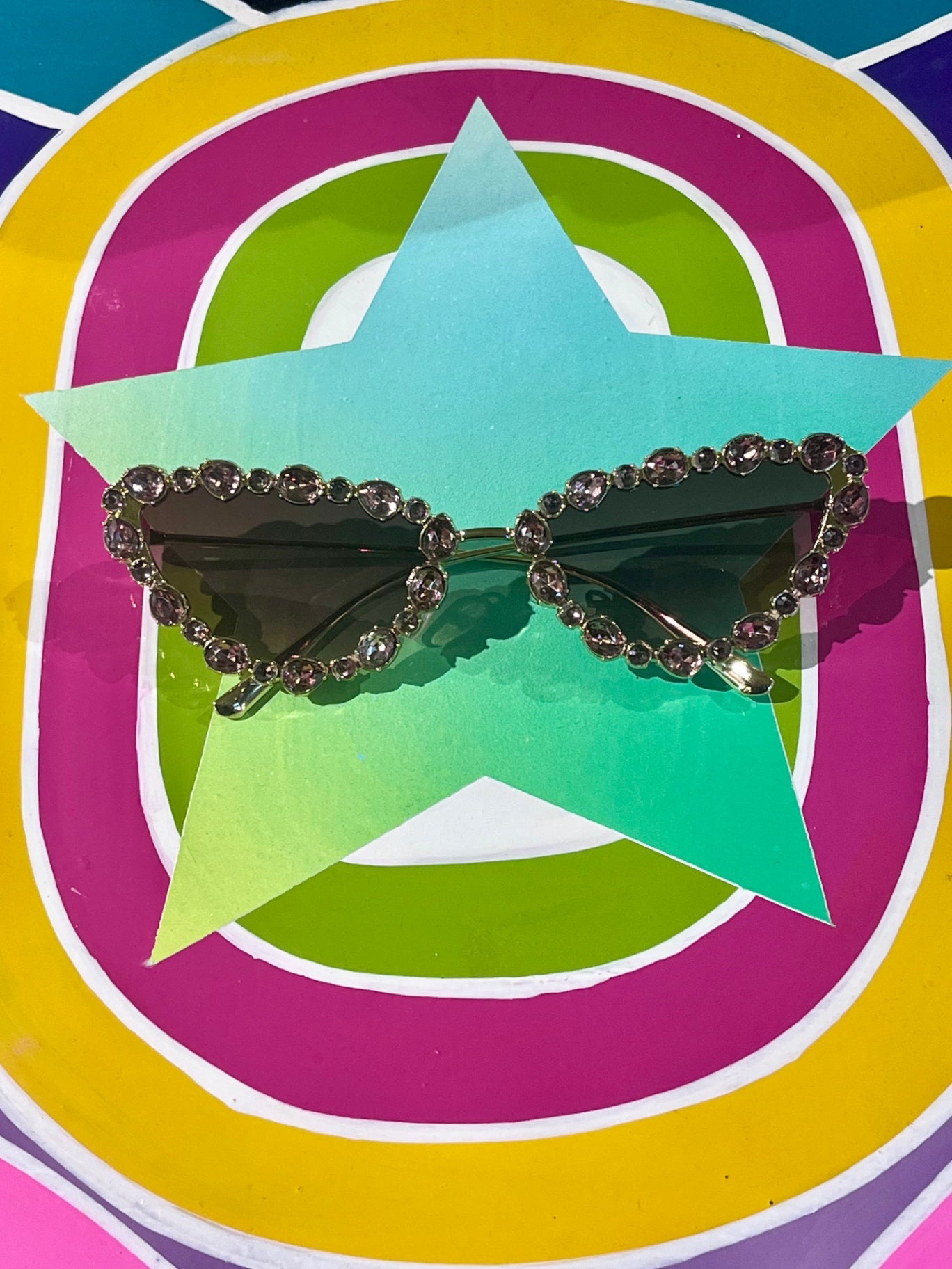 Crystal Cat Eye Sunnies Gold Bronze