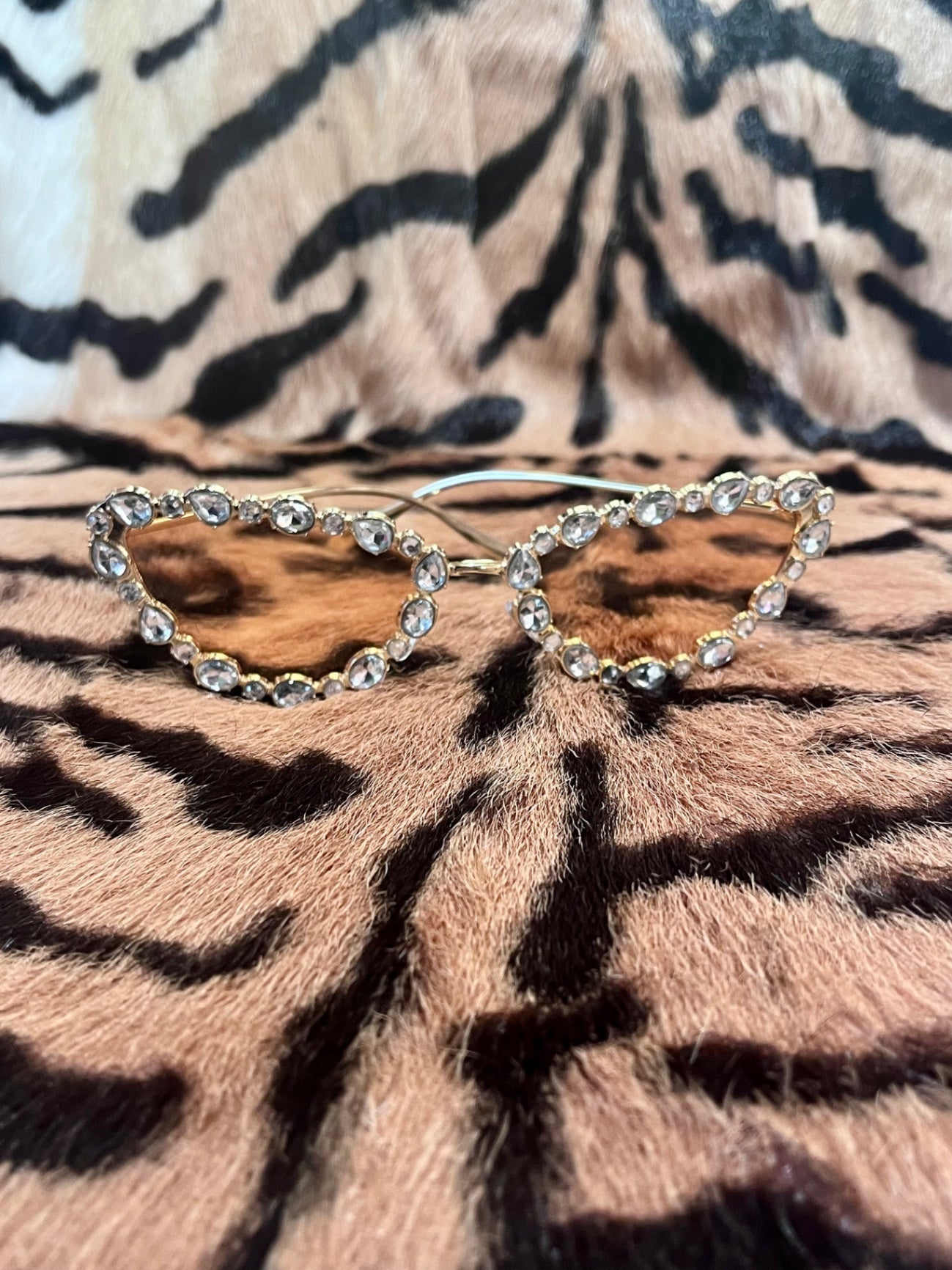 Crystal Cat Eye Sunnies Gold Tea