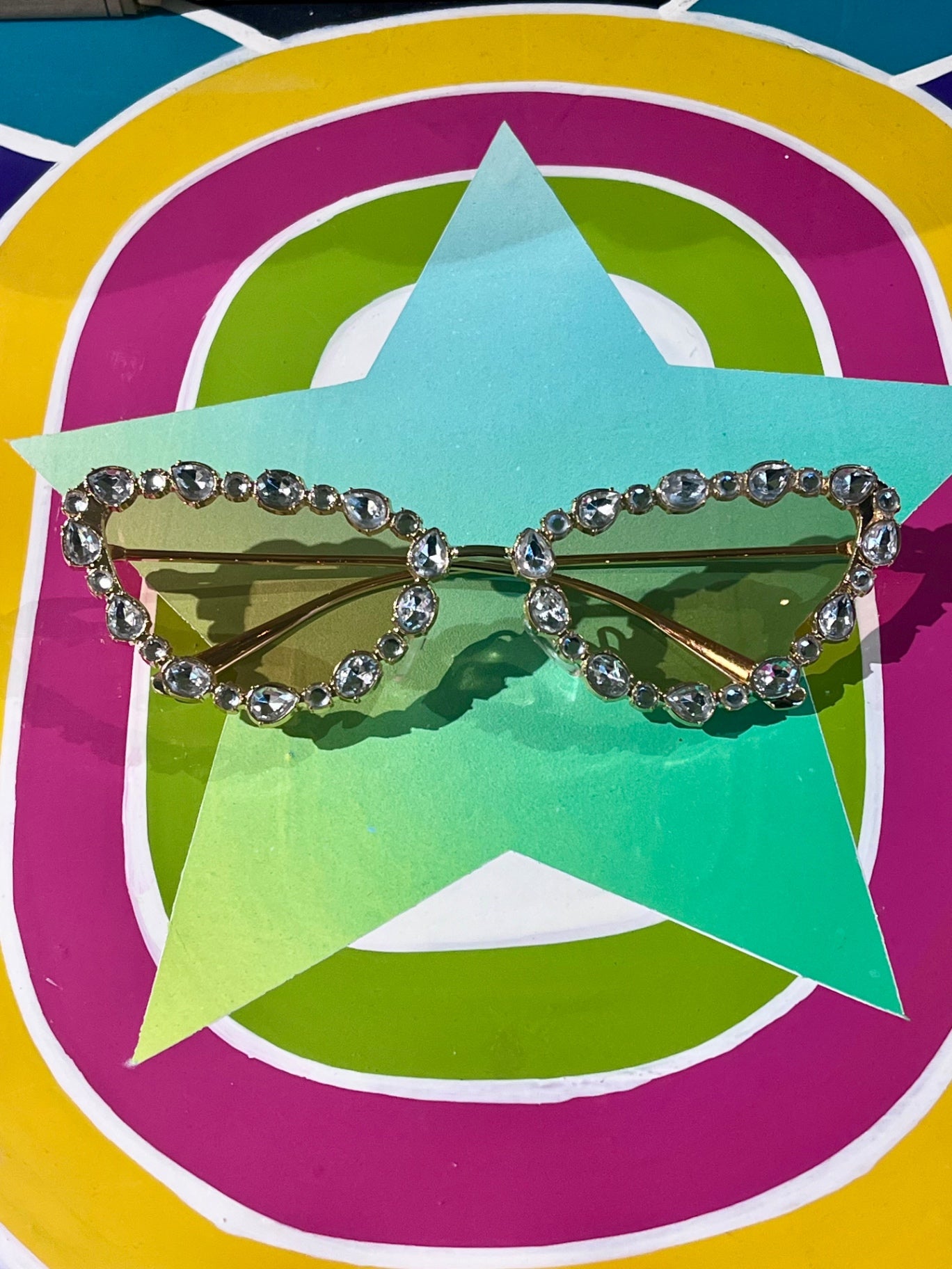 Crystal Cat Eye Sunnies Gold Tea