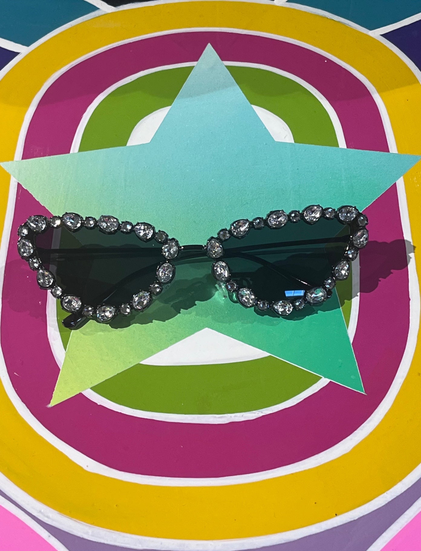 Crystal Cat Eye Sunnies Black