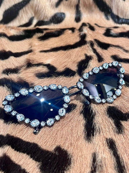 Crystal Cat Eye Sunnies Black
