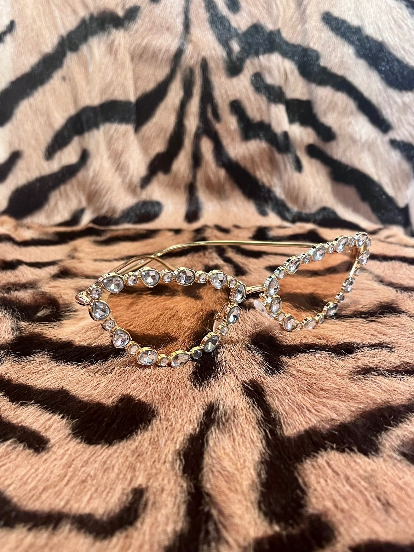 Crystal Cat Eye Sunnies Gold Tea