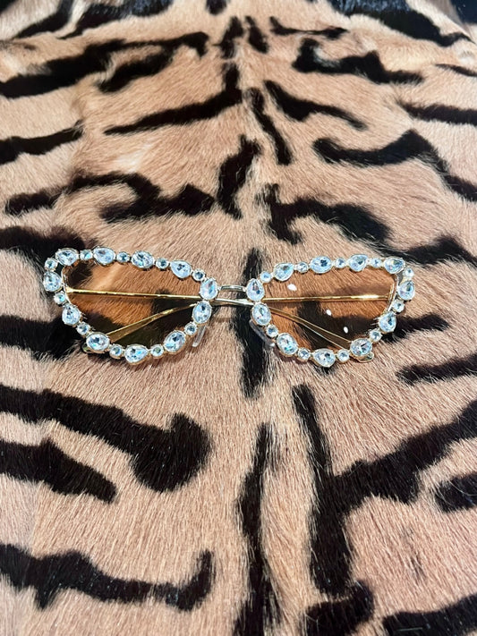 Crystal Cat Eye Sunnies Gold Tea