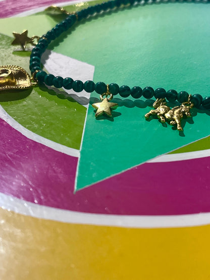 Malachite Gold Cowboy Charm Necklace