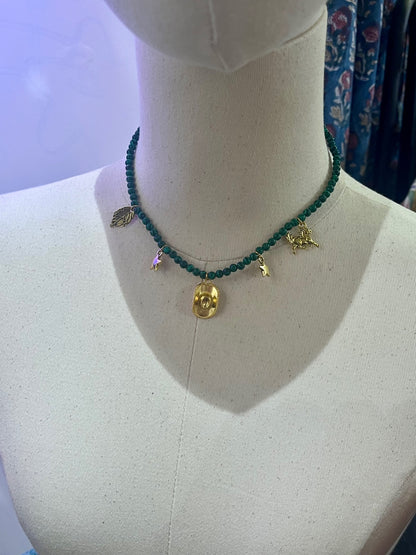 Malachite Gold Cowboy Charm Necklace