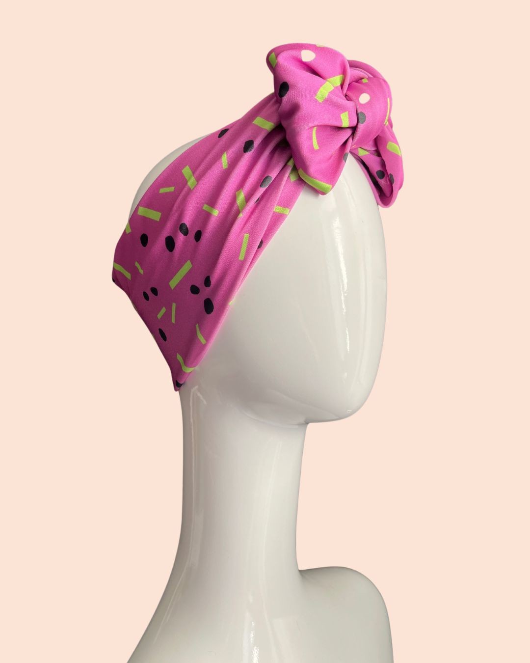90s Abstract melon print turban bow headband 