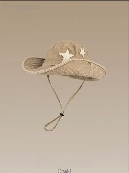 Sand Washed Denim Star Bucket Hat