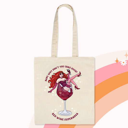 Red Wine Supernova Tote Bag