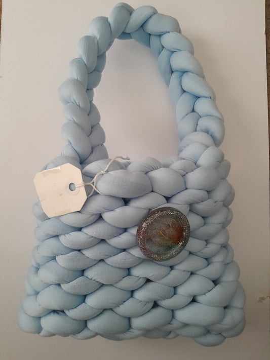 Blue chunky with handmade button
