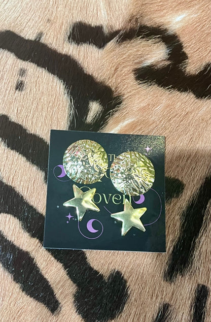 Star Mix Stud Gold Earrings Stainless Steel