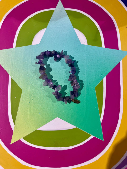 Amethyst Stretch Chip Bracelet