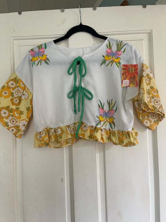 Blouse White with Butterflies