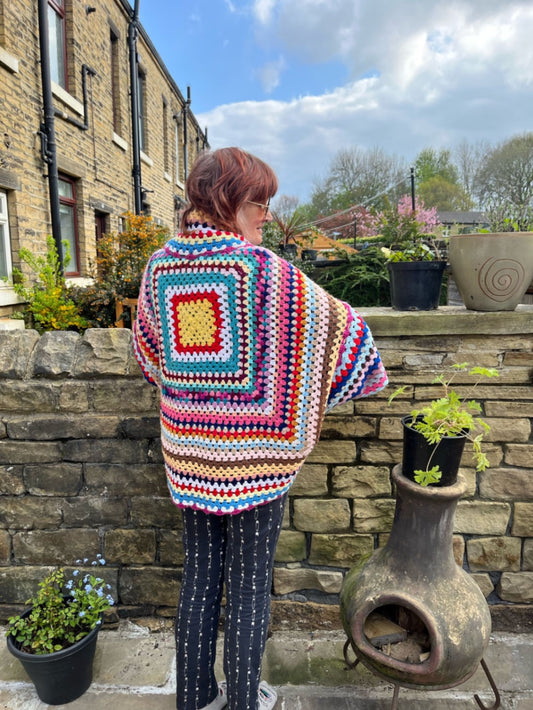 Crochet Cardigan Multicolored - Square Back