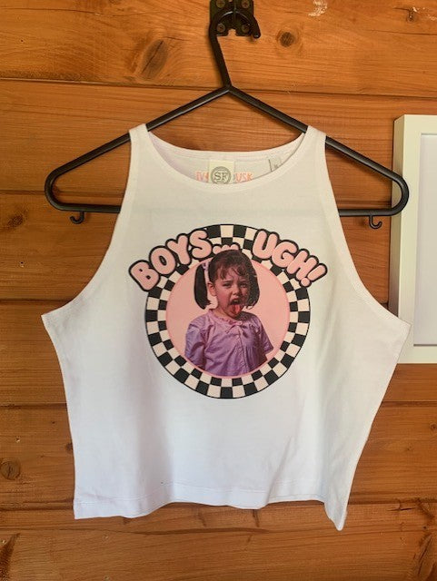 cropped white wlw boys ugh vest