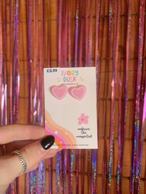 sugared heart stud earrings