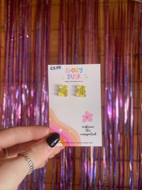 yellow mini gummy bear earrings