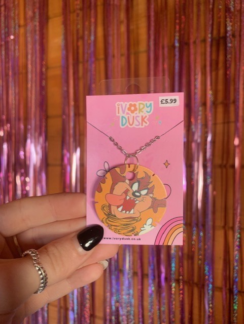 Tazos upcycled taz necklace