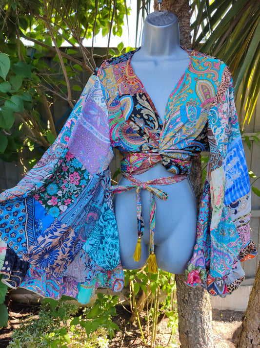 Patchwork Stevie top yellow tassels