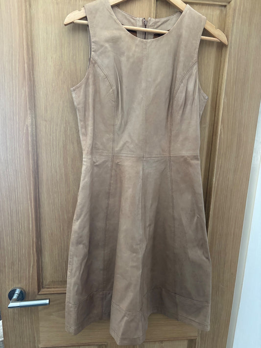 Beige leather dress oasis size 10