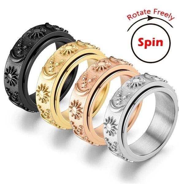 Moon Star Gold Fidget Ring Size 10