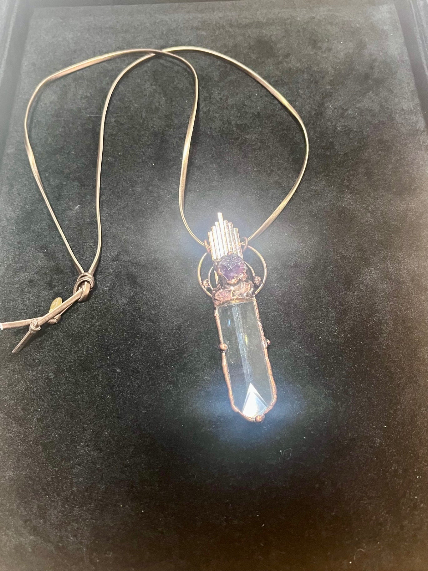 Amethyst Bronze Amulet Necklace