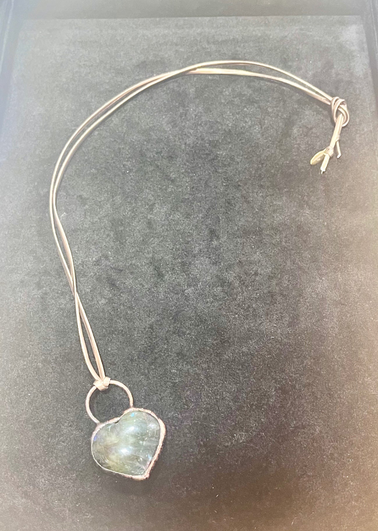 Labradorite Bronze Heart Amulet