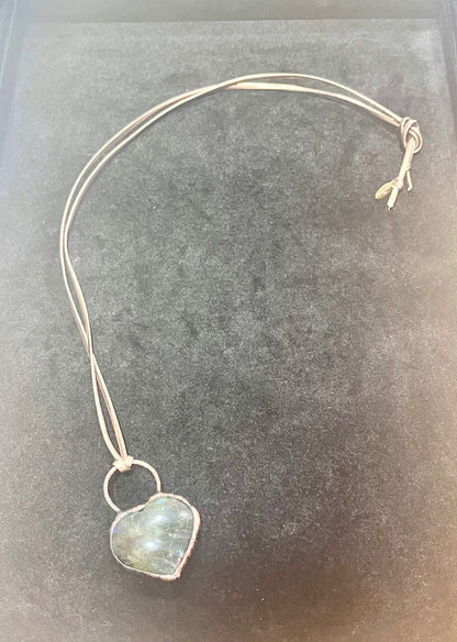 Labradorite Bronze Heart Amulet