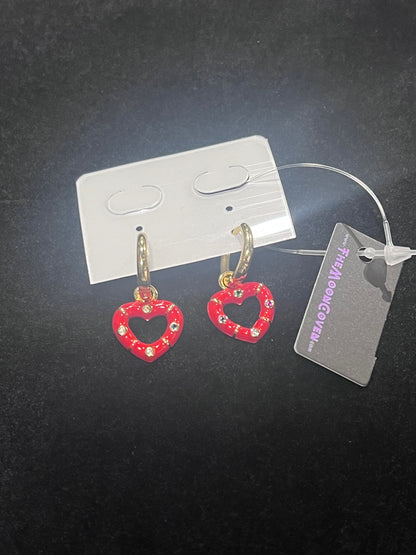 Red Heart Huggies Earrings