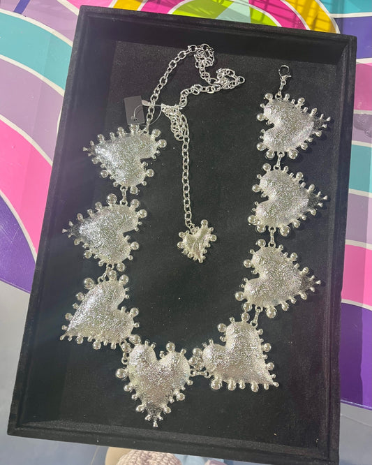 Silver Heart Chain Belt 