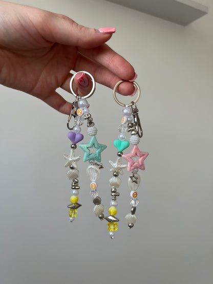 Bright Pearl keyring - silver