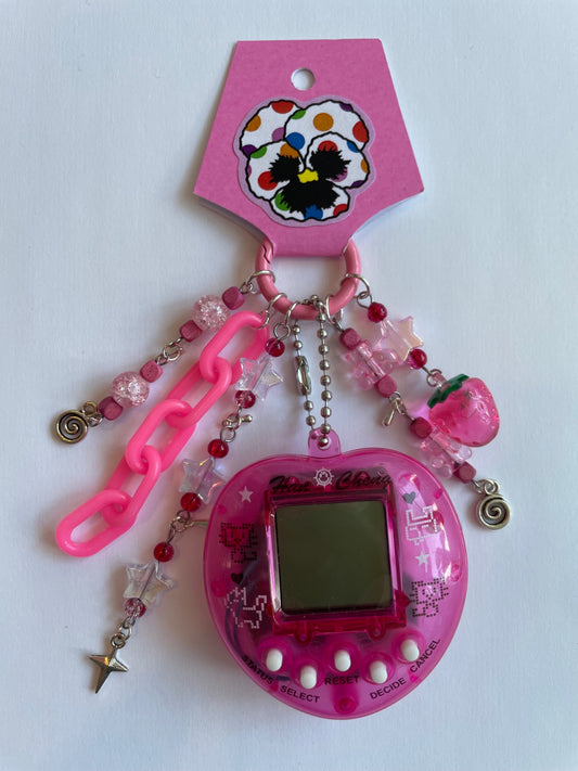 Pink Translucent Virtual Pet Keychain - Strawberry