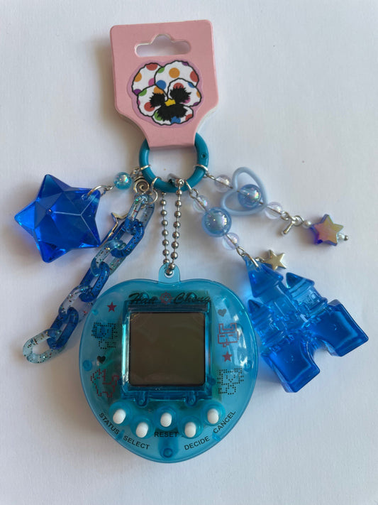 Blue Translucent Virtual Pet Keychain - Castle
