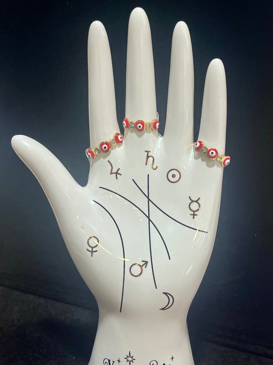 Red Gold Evil Eye Ring Size 19