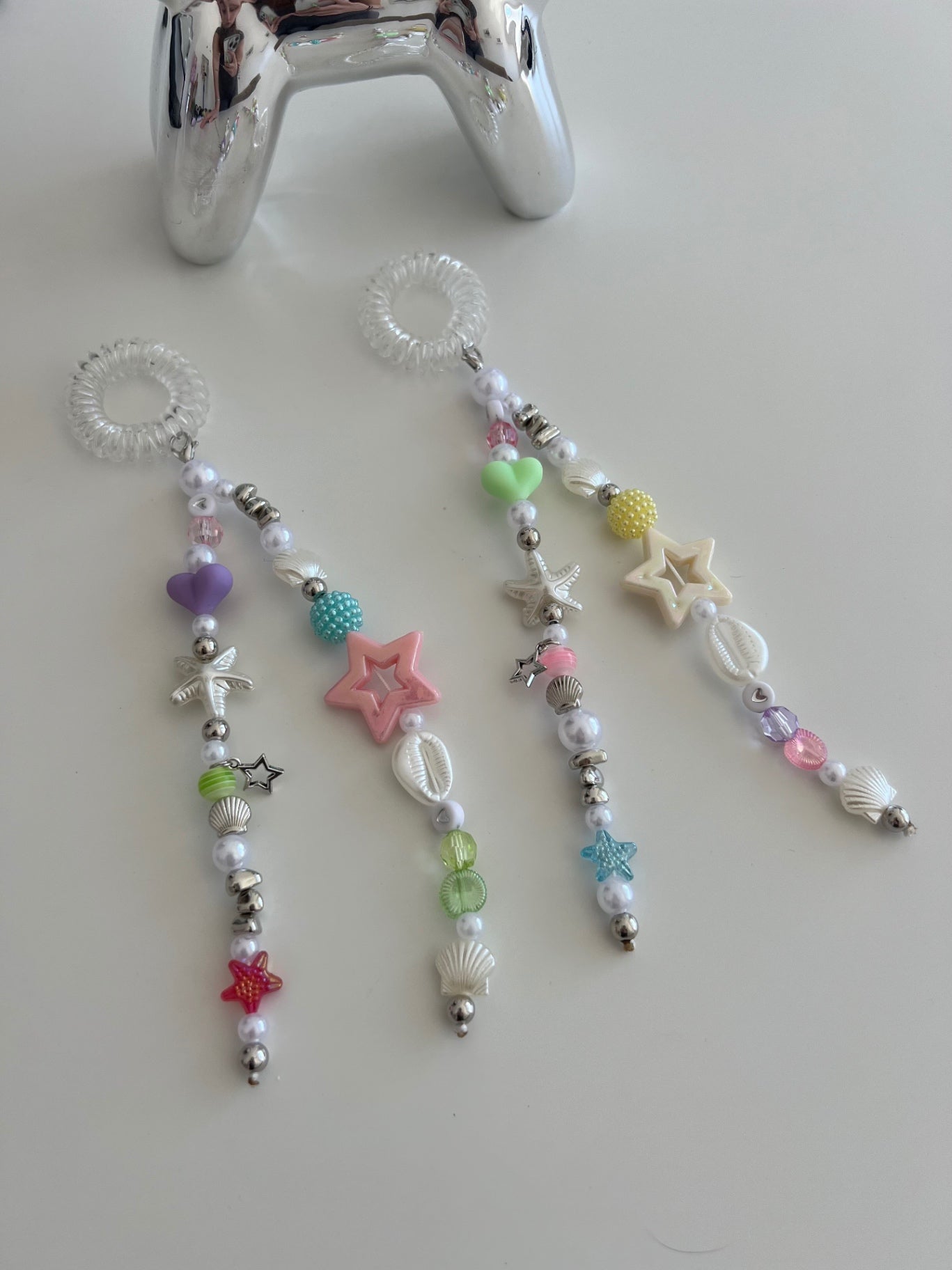 Bright Pearl car mirror charm - silver