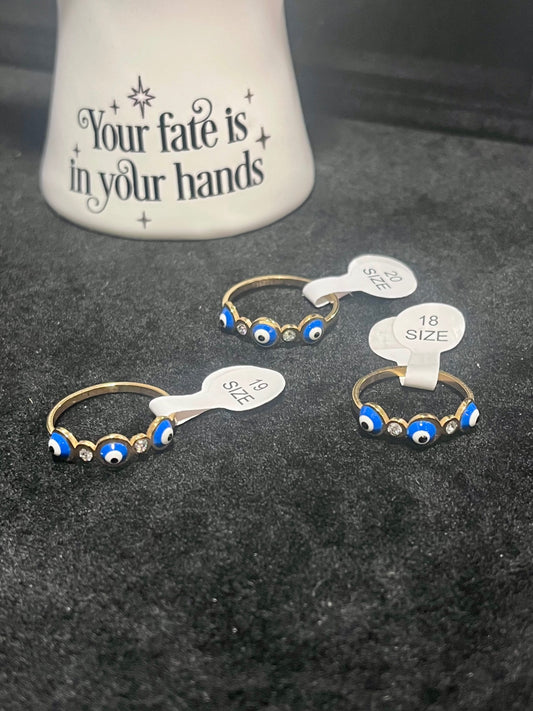 Blue Gold Evil Eye Ring Size 18