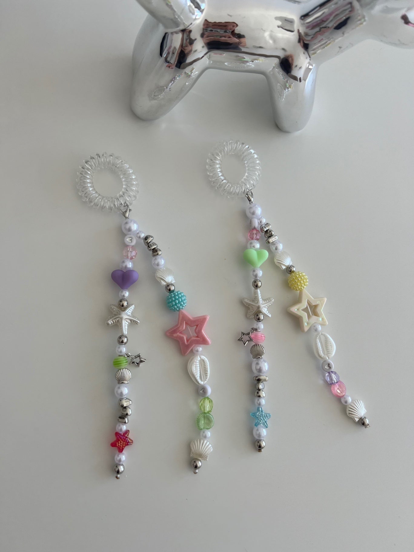Bright Pearl car mirror charm - silver