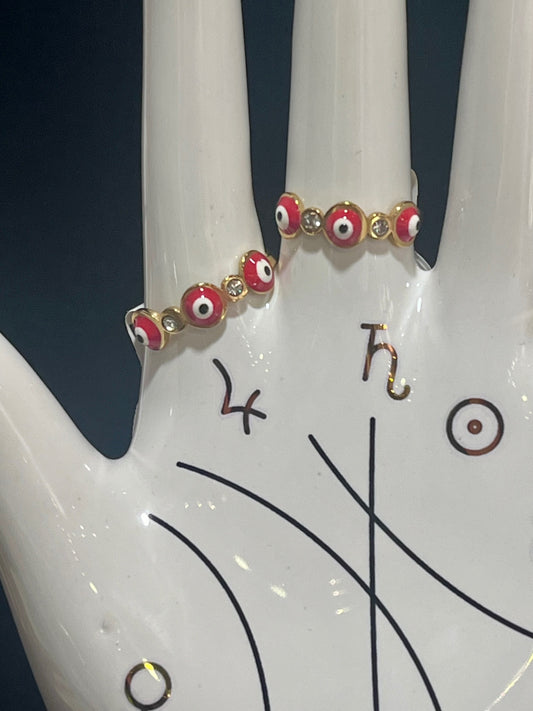 Red Gold Evil Eye Ring Size 18