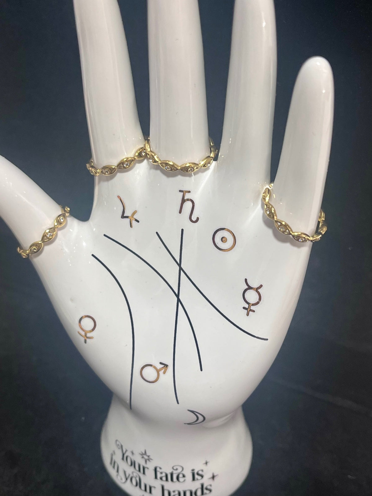 Gold white crystal Eye Stacker Ring