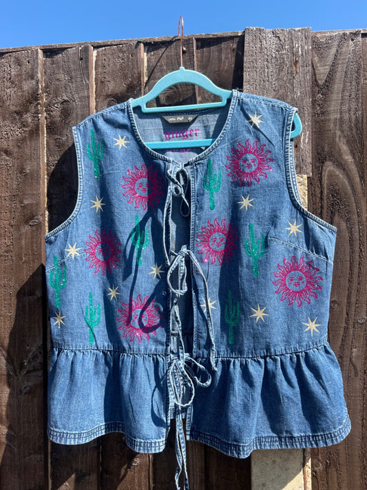 Denim tie desert top 