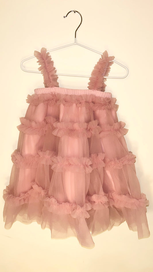 Dusky Pink Tutu Layered Dress Size 5/6 Years